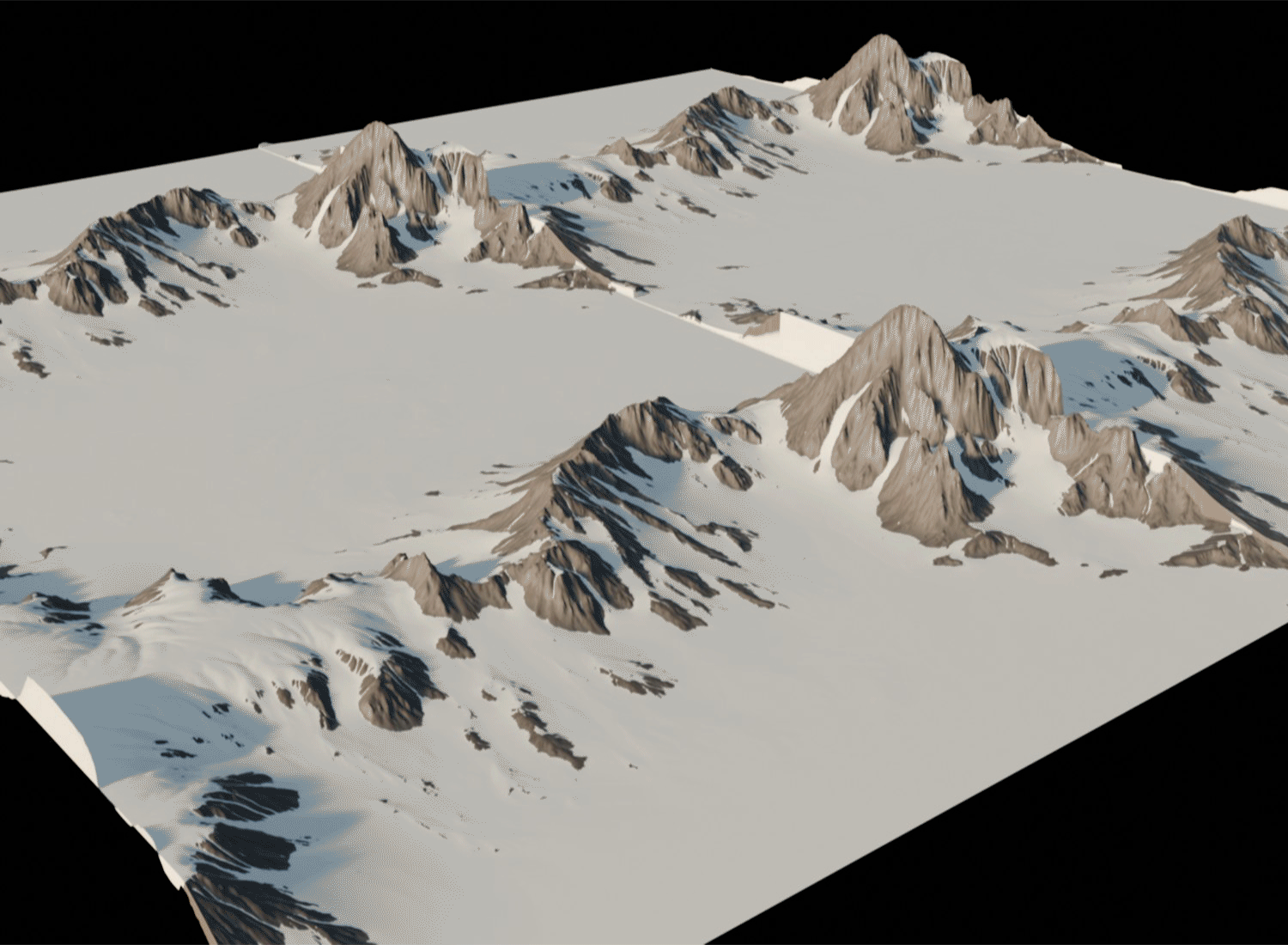 Render of 3D models being added to heightmap terrain