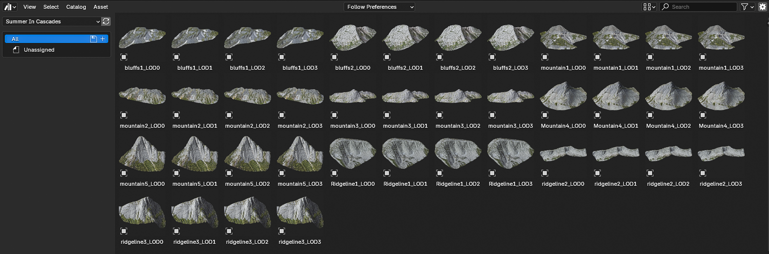 All 3D models included with Blender library