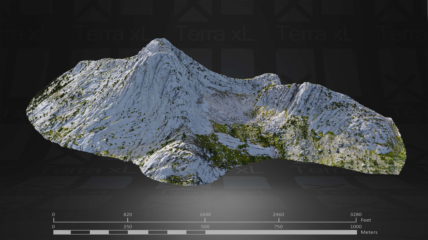 Mountain 3 XL 3D render of photogrammetry scan mountain terrain model