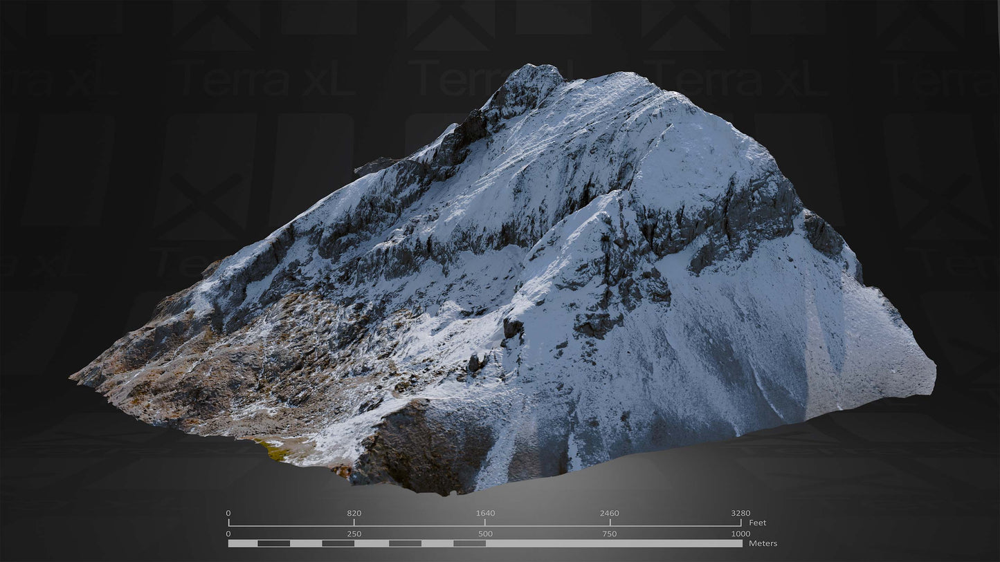 Half Mountain 3 XXL 3D render of photogrammetry scan mountain terrain model