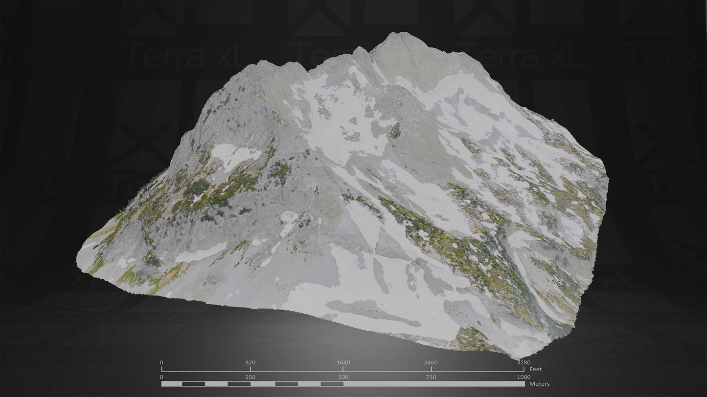 Mountain 2 XXL 3D render of photogrammetry scan mountain terrain model