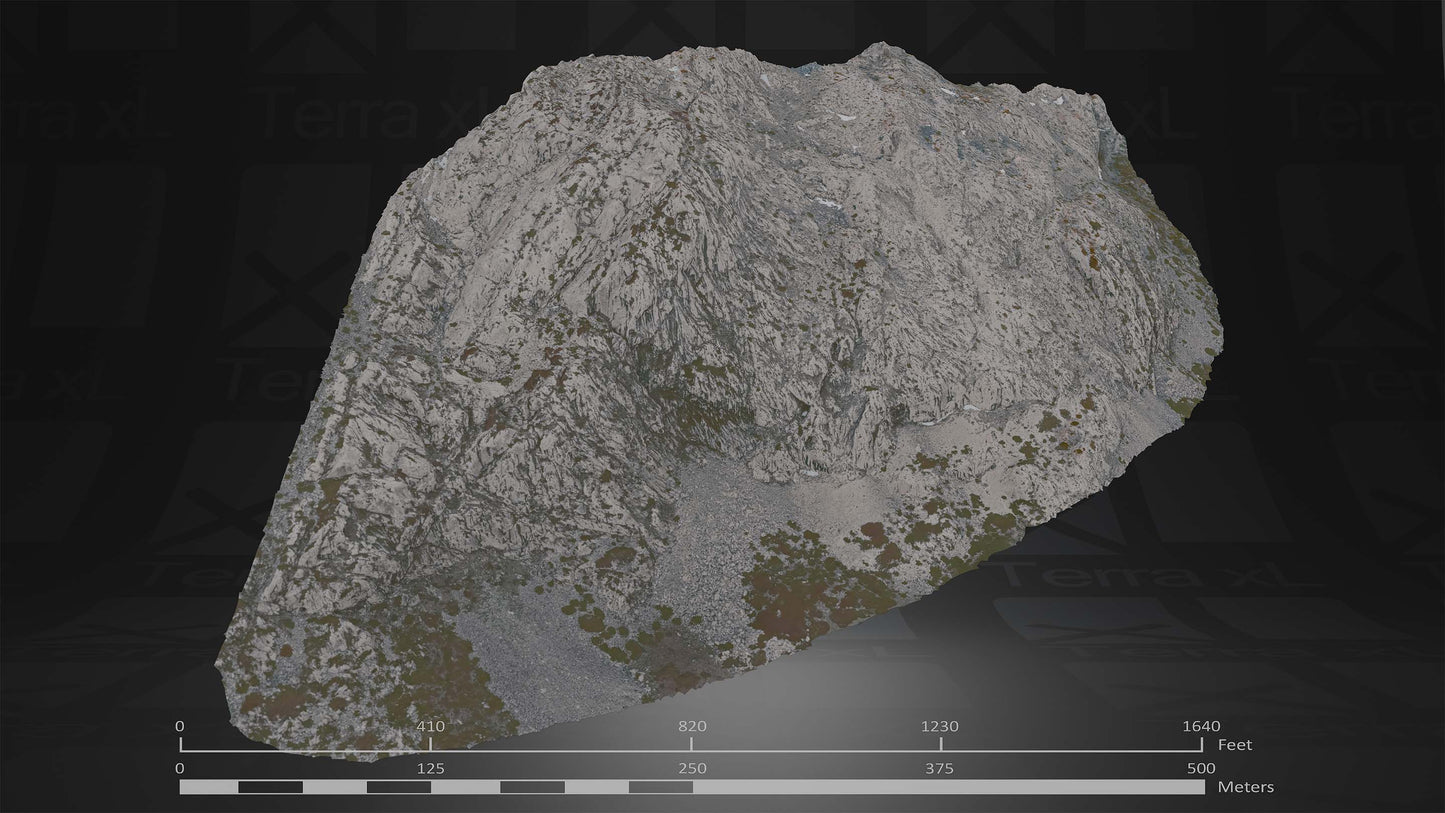 Outcrop 3 L 3D render of photogrammetry scan mountain terrain model
