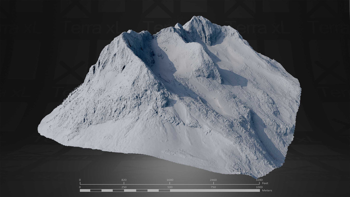 Mountain 2 XXL 3D render of photogrammetry scan mountain terrain model