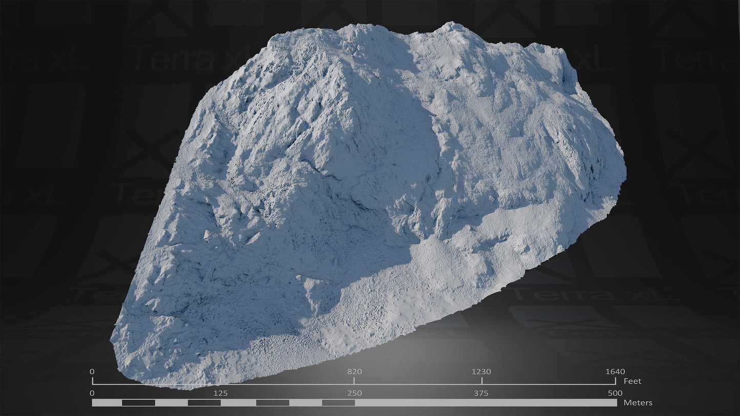 Outcrop 3 L 3D render of photogrammetry scan mountain terrain model