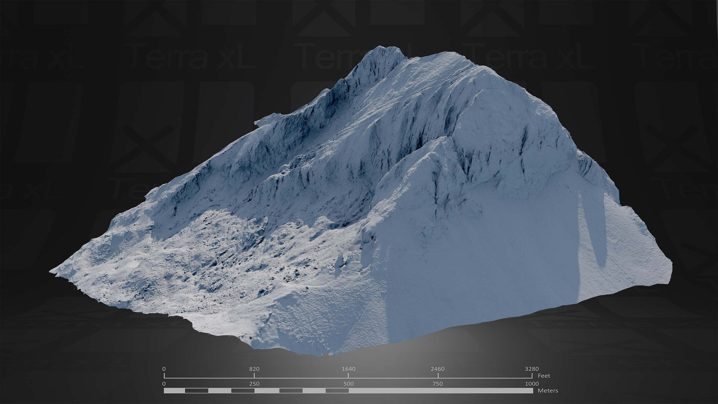 Half Mountain 3 XXL 3D render of photogrammetry scan mountain terrain model
