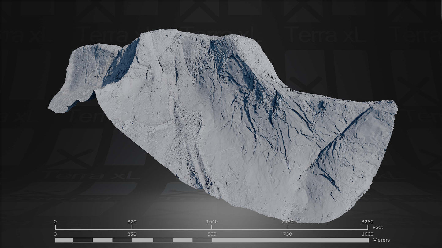 Ridgeline 2 XL 3D render of photogrammetry scan mountain terrain model