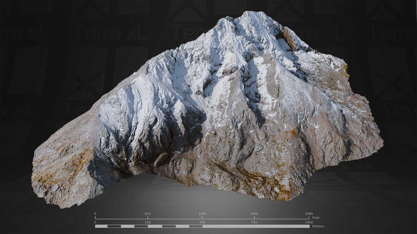 Half Mountain 3 XXL 3D render of photogrammetry scan mountain terrain model