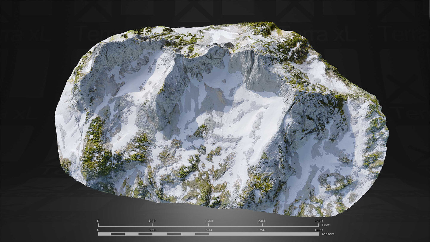 Mountain 2 XXL 3D render of photogrammetry scan mountain terrain model