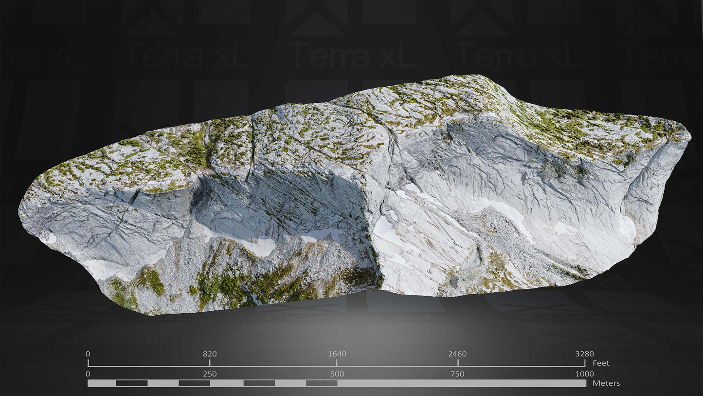 Ridgeline 2 XL 3D render of photogrammetry scan mountain terrain model