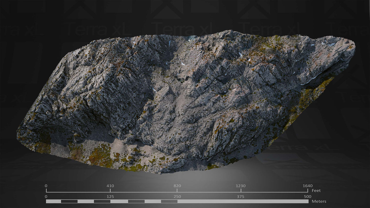 Outcrop 3 L 3D render of photogrammetry scan mountain terrain model