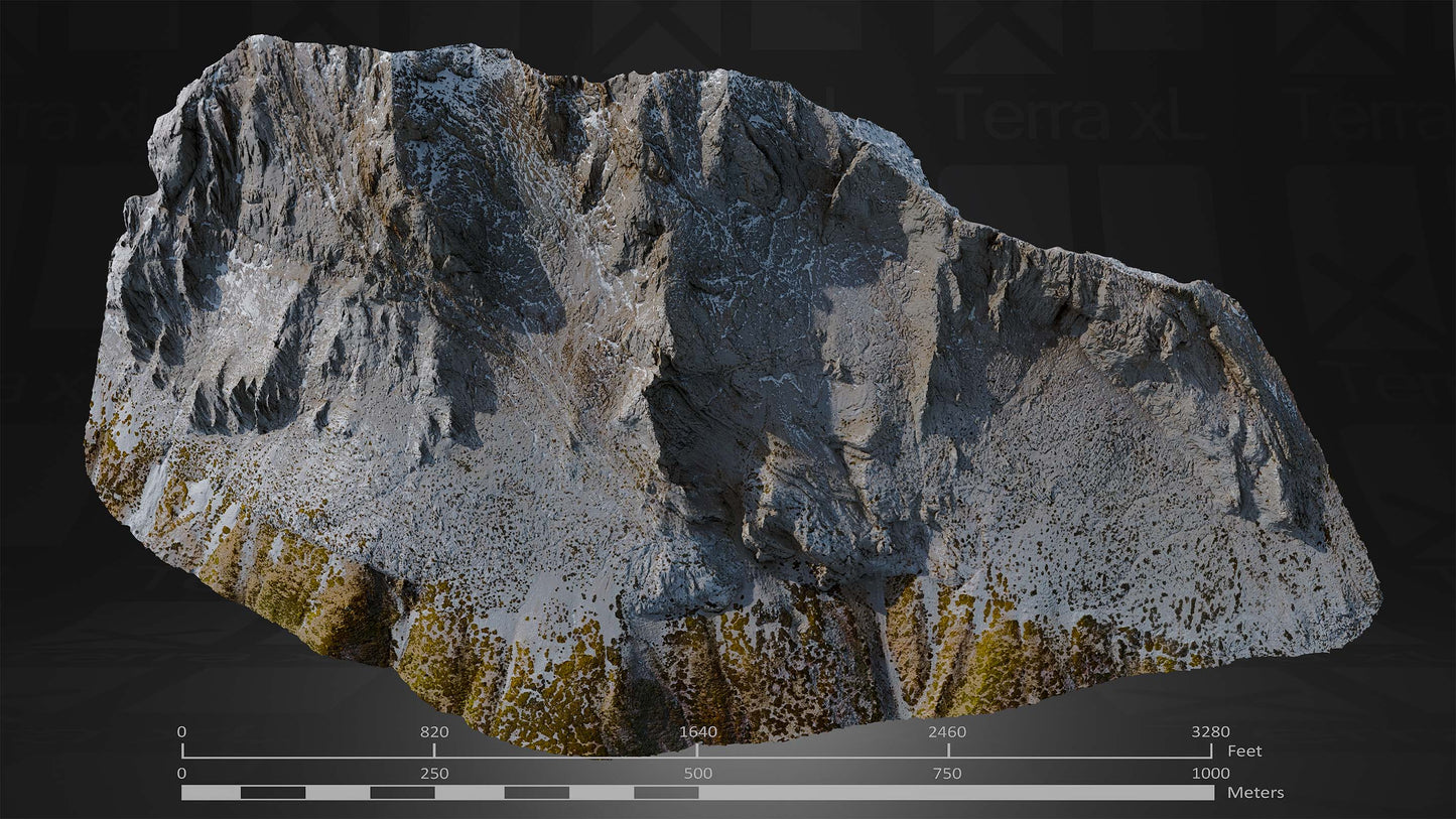 Half Mountain 2 XXL 3D render of photogrammetry scan mountain terrain model