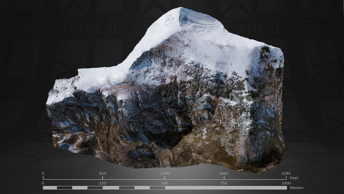 Ridgeline 4 XXL 3D render of photogrammetry scan mountain terrain model