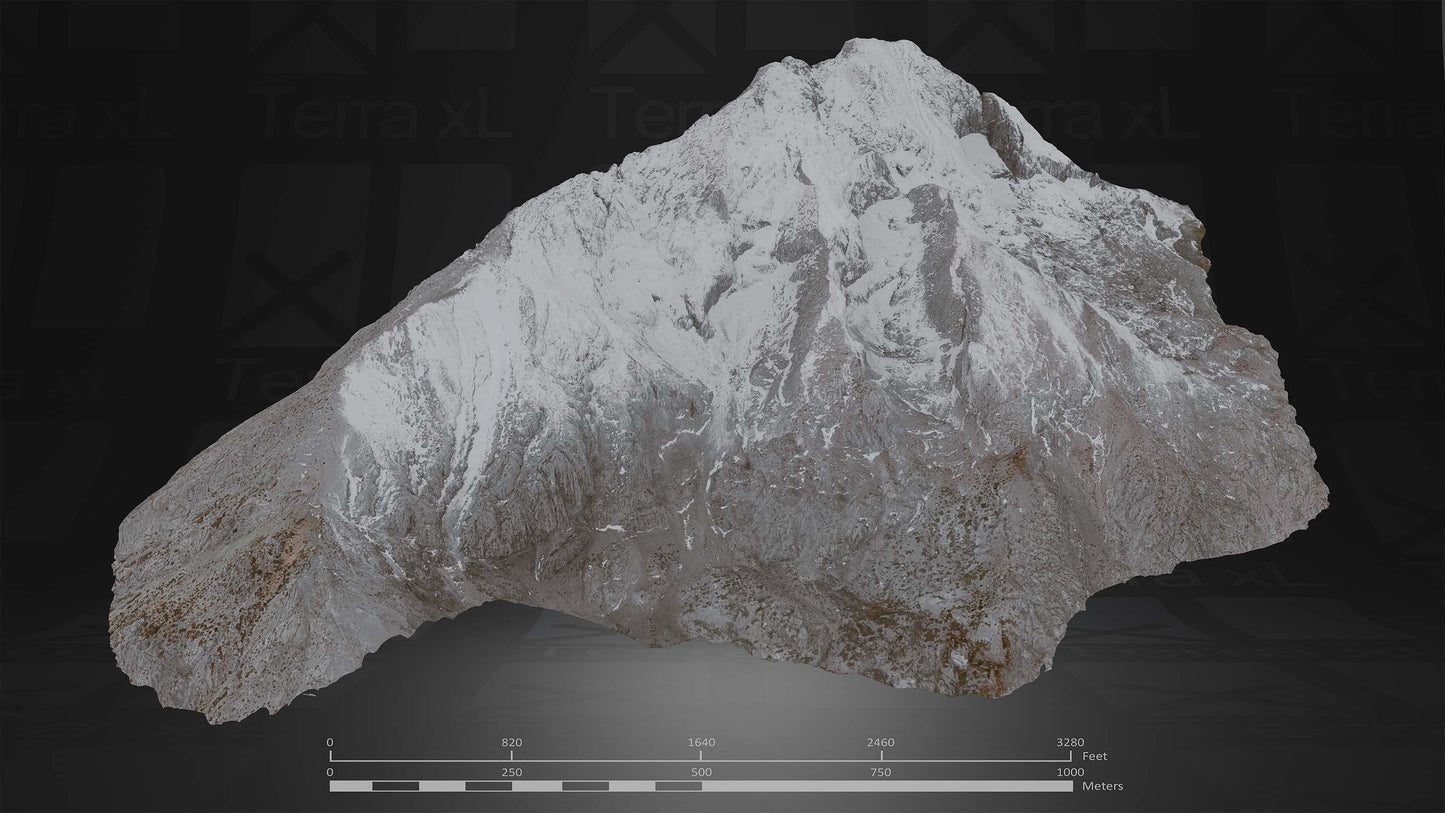 Half Mountain 3 XXL 3D render of photogrammetry scan mountain terrain model
