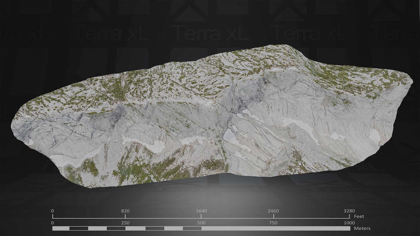 Ridgeline 2 XL 3D render of photogrammetry scan mountain terrain model