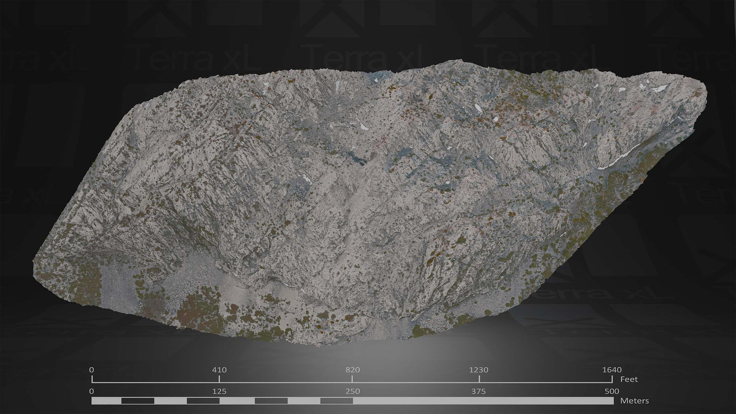 Outcrop 3 L 3D render of photogrammetry scan mountain terrain model