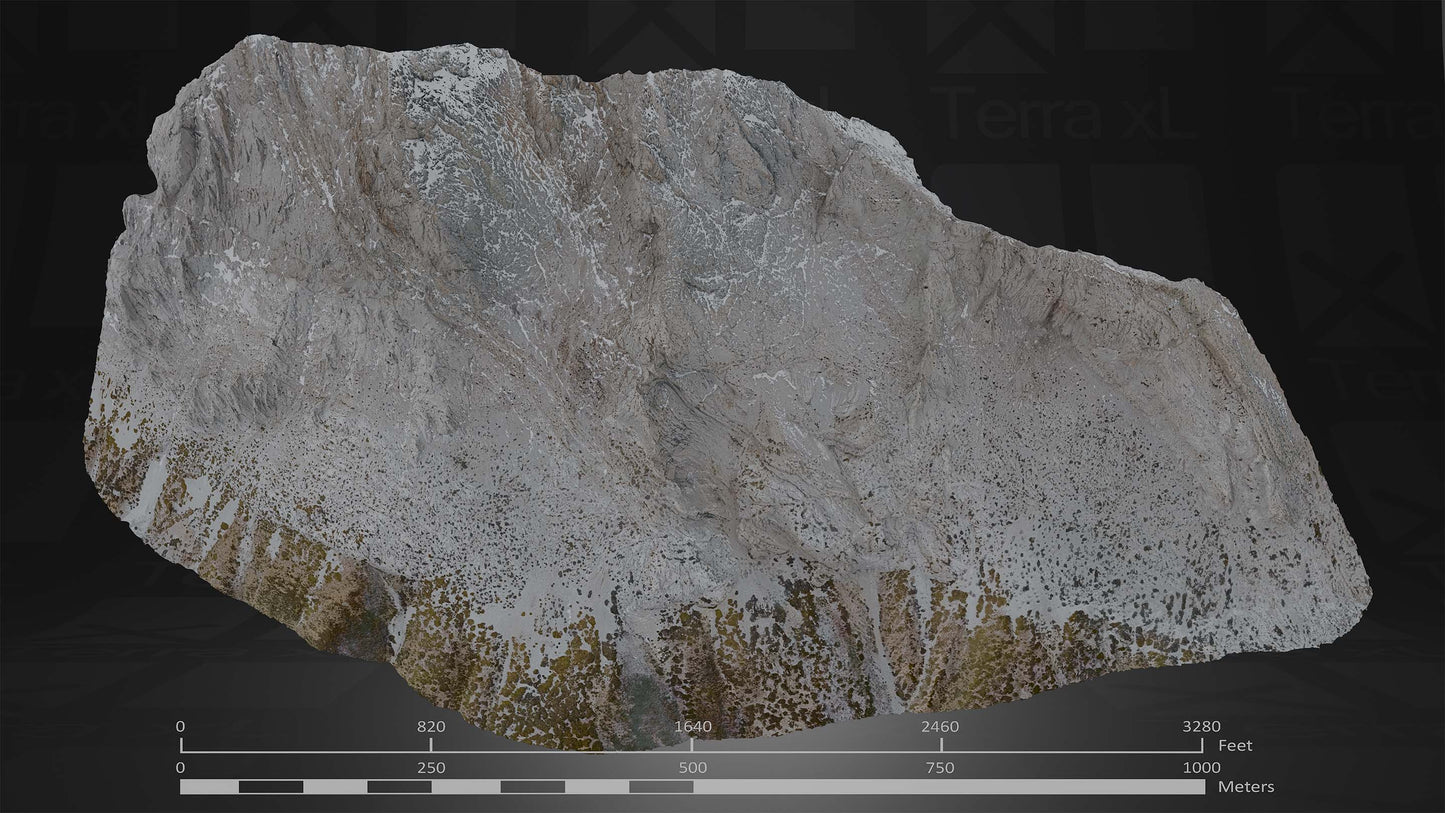 Half Mountain 2 XXL 3D render of photogrammetry scan mountain terrain model