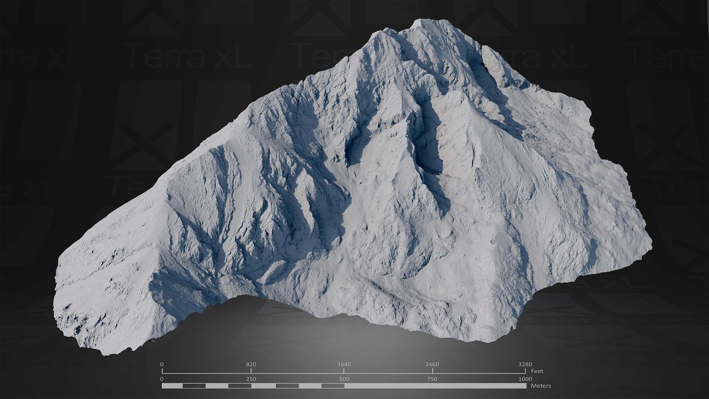 Half Mountain 3 XXL 3D render of photogrammetry scan mountain terrain model