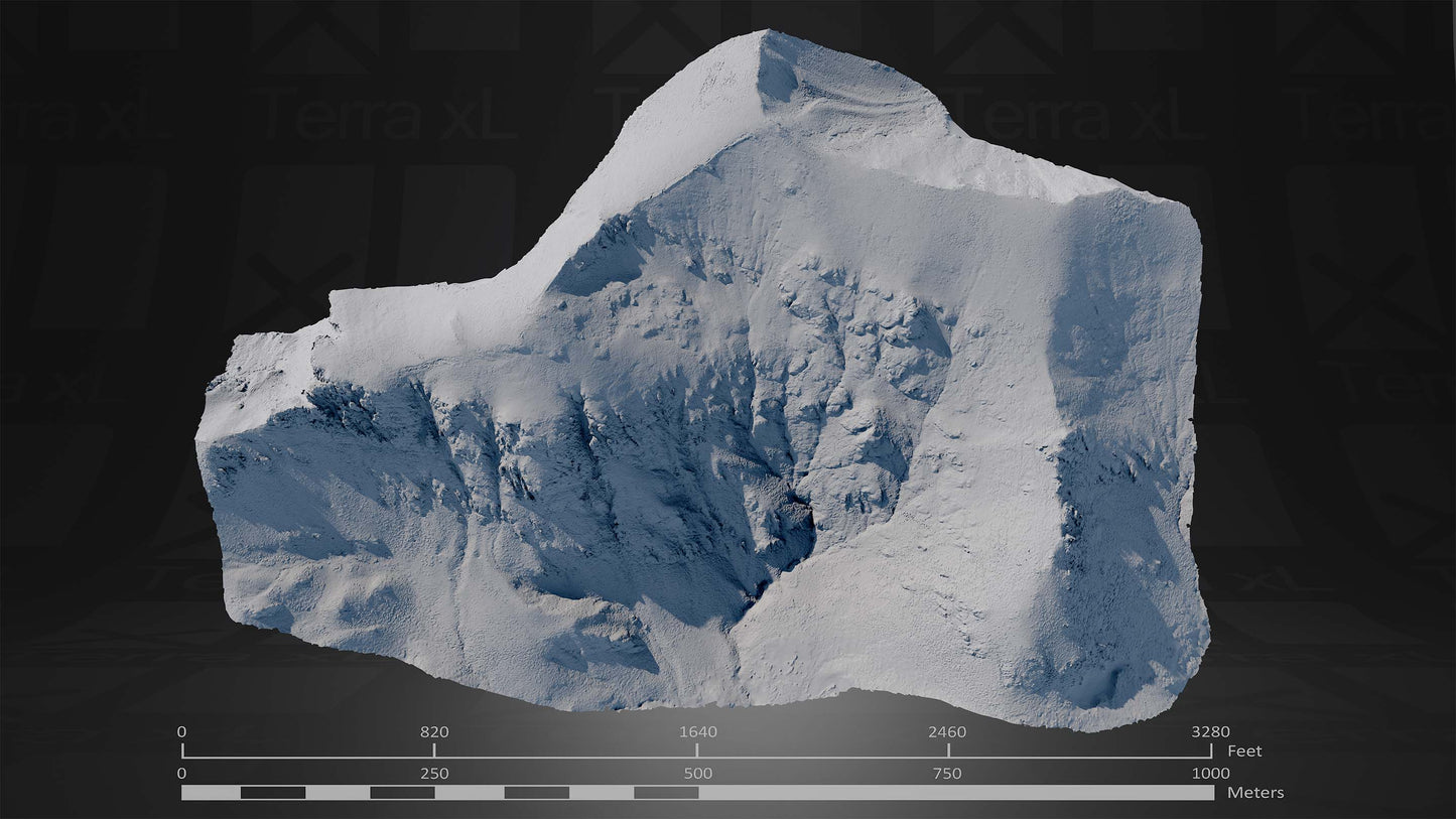 Ridgeline 4 XXL 3D render of photogrammetry scan mountain terrain model