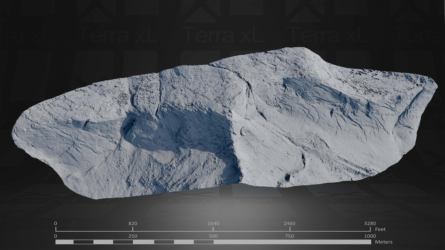 Ridgeline 2 XL 3D render of photogrammetry scan mountain terrain model