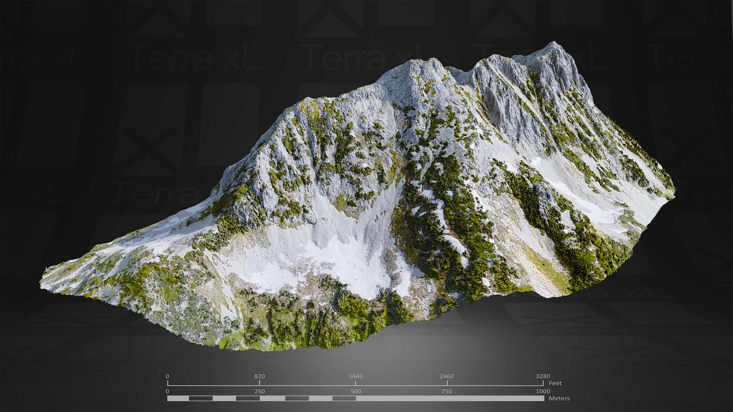 Mountain 2 XXL 3D render of photogrammetry scan mountain terrain model
