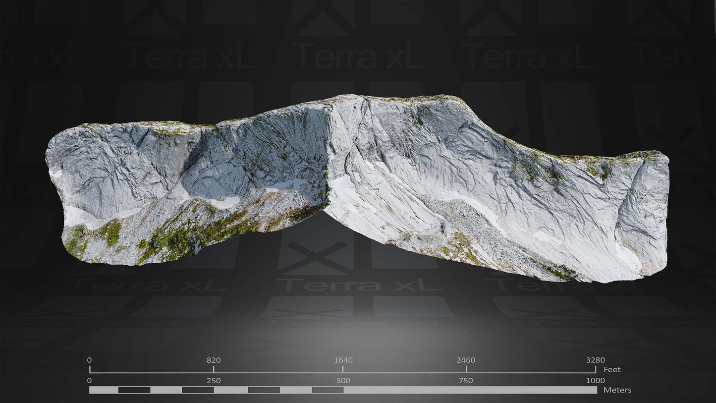 Ridgeline 2 XL 3D render of photogrammetry scan mountain terrain model