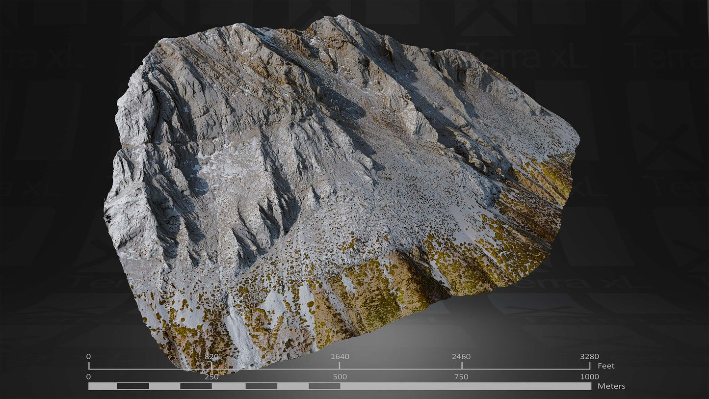Half Mountain 2 XXL 3D render of photogrammetry scan mountain terrain model