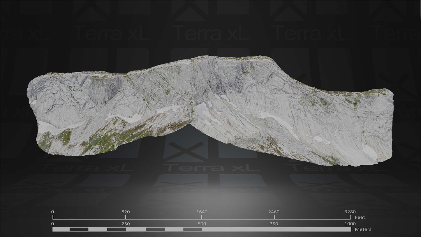 Ridgeline 2 XL 3D render of photogrammetry scan mountain terrain model