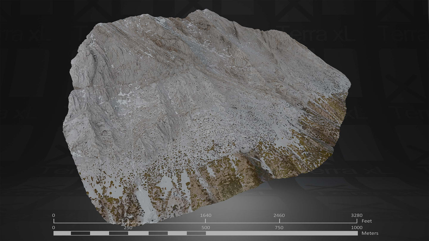 Half Mountain 2 XXL 3D render of photogrammetry scan mountain terrain model