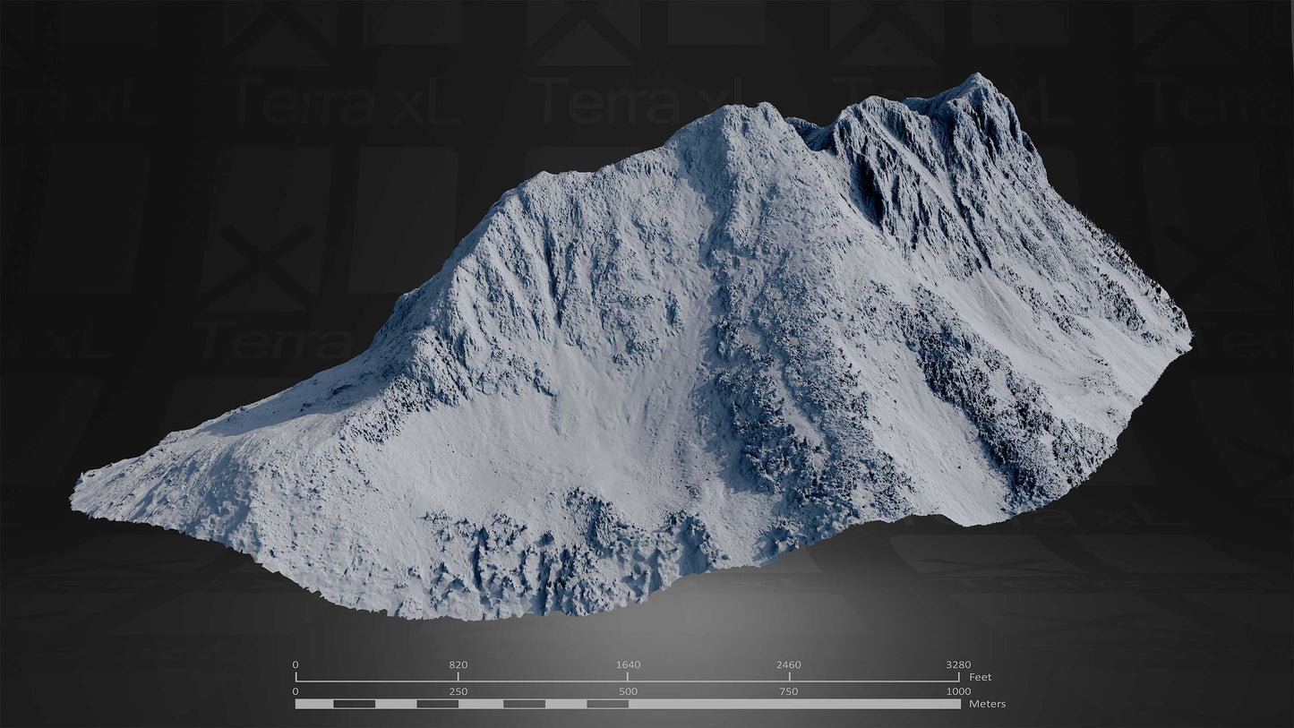 Mountain 2 XXL 3D render of photogrammetry scan mountain terrain model