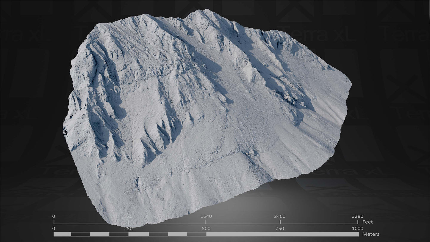 Half Mountain 2 XXL 3D render of photogrammetry scan mountain terrain model