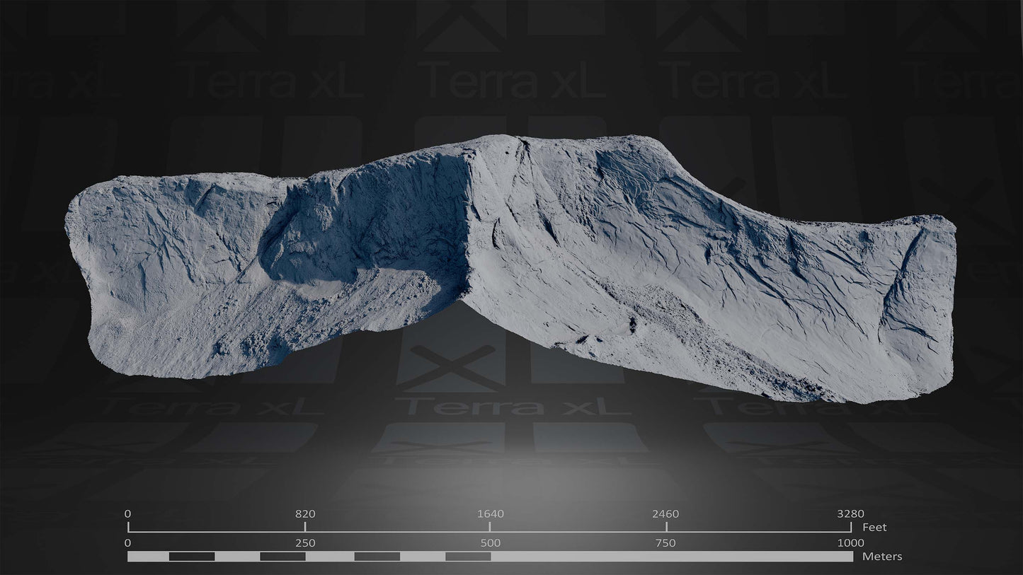 Ridgeline 2 XL 3D render of photogrammetry scan mountain terrain model