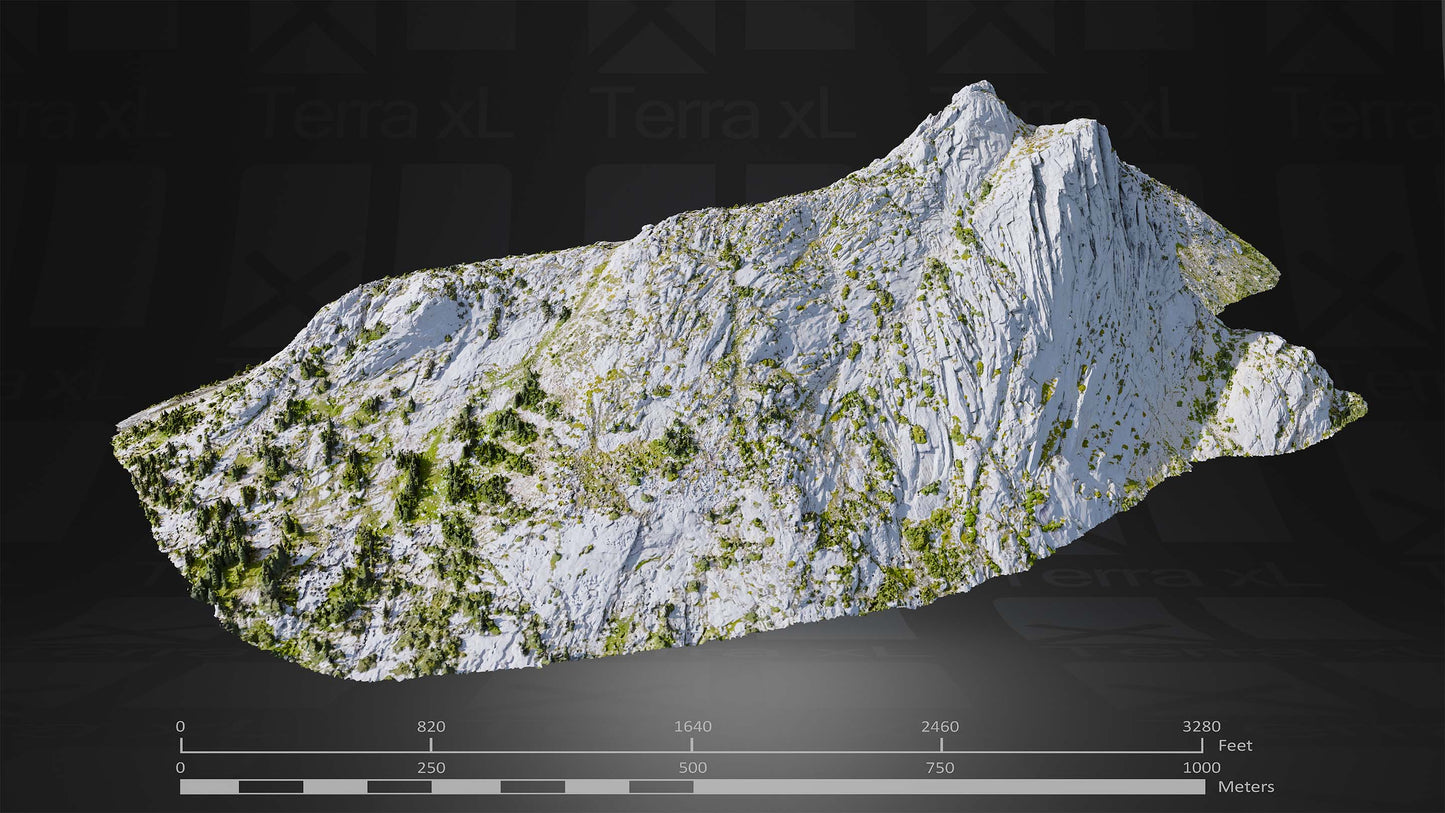 Mountain 3 XL 3D render of photogrammetry scan mountain terrain model