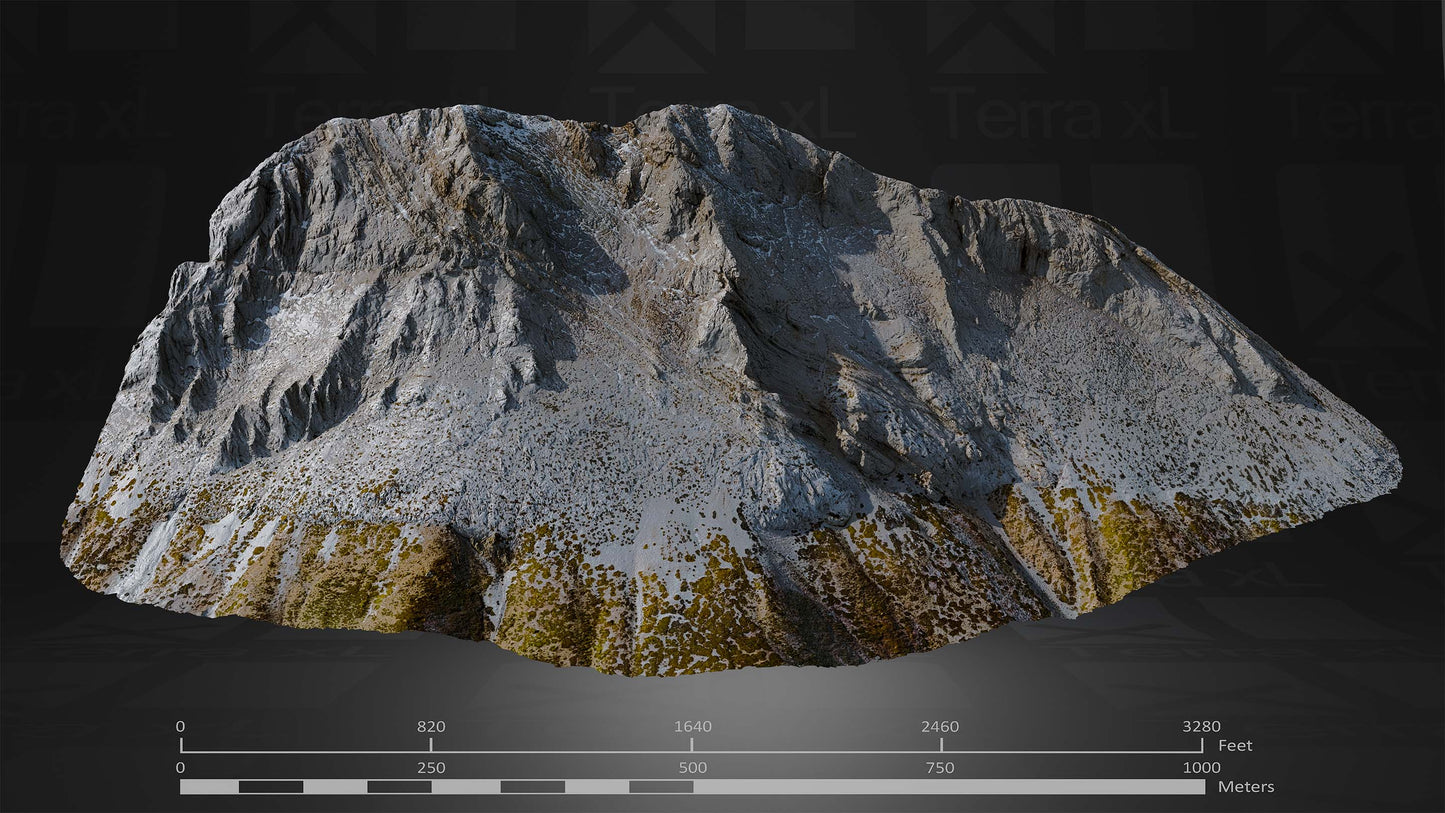 Half Mountain 2 XXL 3D render of photogrammetry scan mountain terrain model