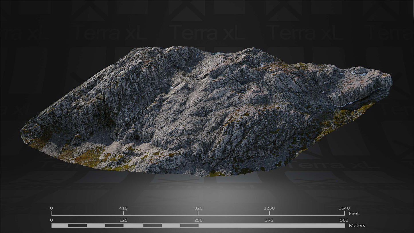 Outcrop 3 L 3D render of photogrammetry scan mountain terrain model