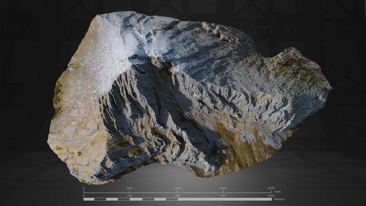 Full Mountain 1 XXL 3D render of photogrammetry scan mountain terrain model