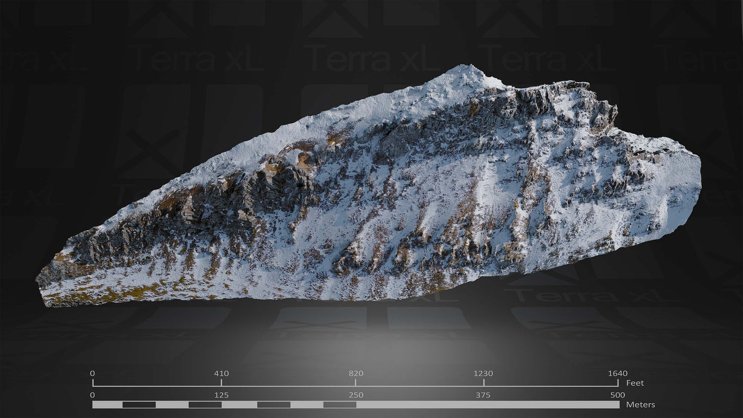 Ridgeline 3 XL 3D render of photogrammetry scan mountain terrain model