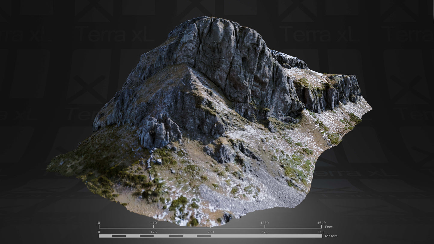 Bluffs 2 L 3D render of photogrammetry scan mountain terrain model
