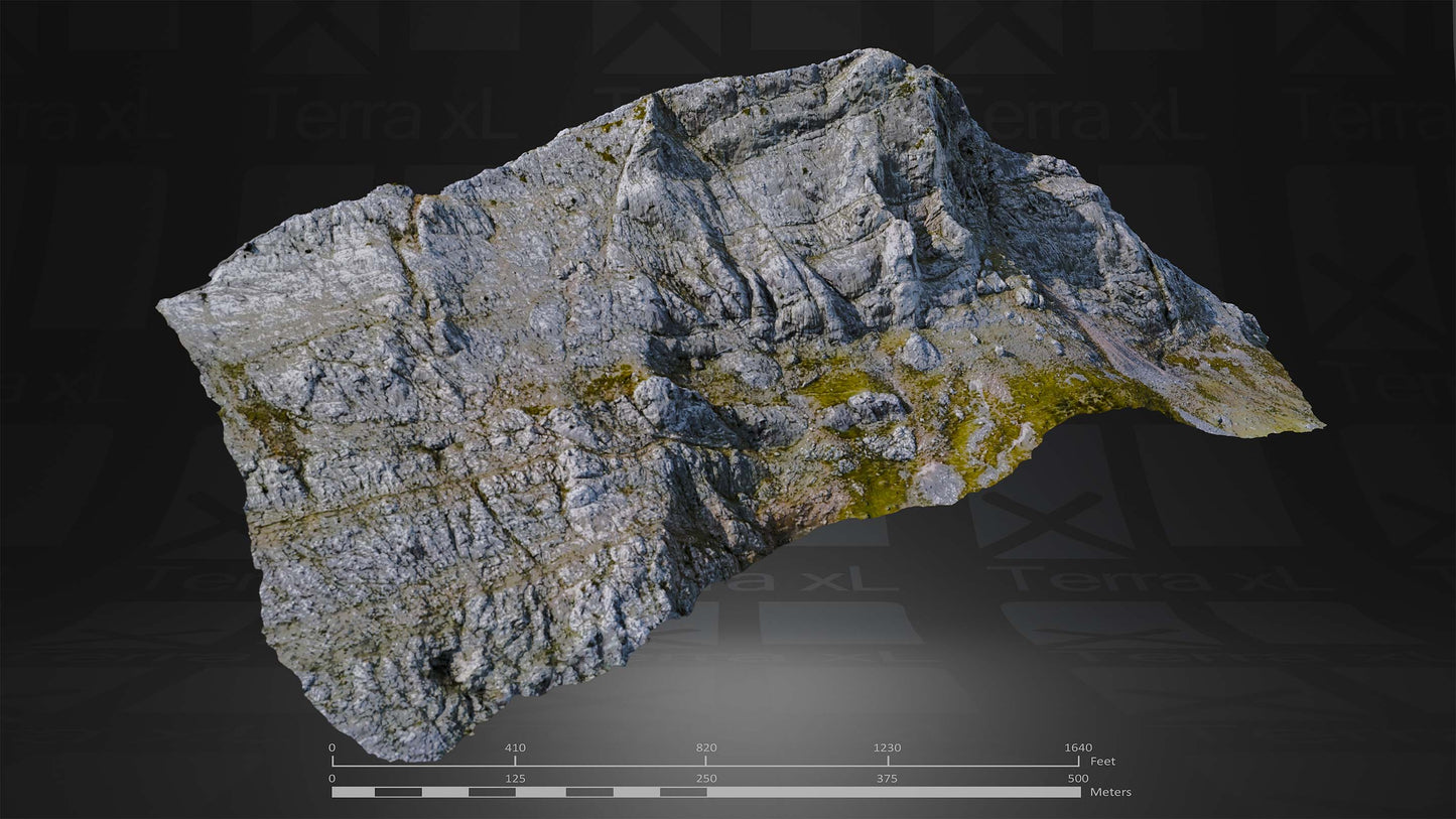 Ridgeline 2 XL 3D render of photogrammetry scan mountain terrain model