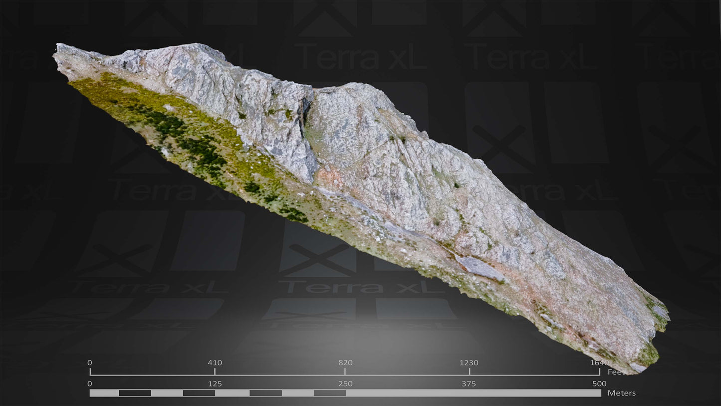 Outcrop 1 L 3D render of photogrammetry scan mountain terrain model