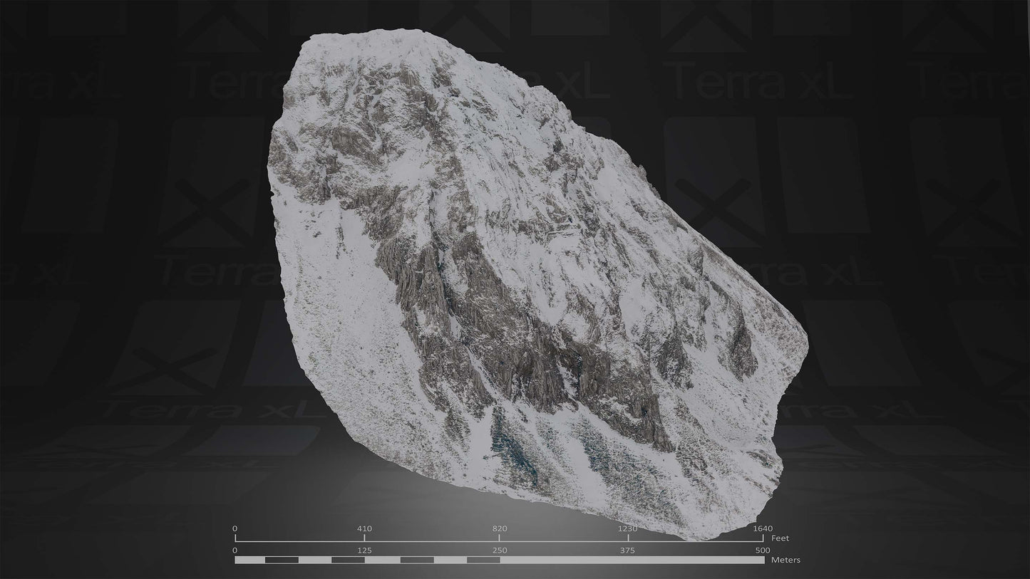 Half Mountain 1 L 3D render of photogrammetry scan mountain terrain model