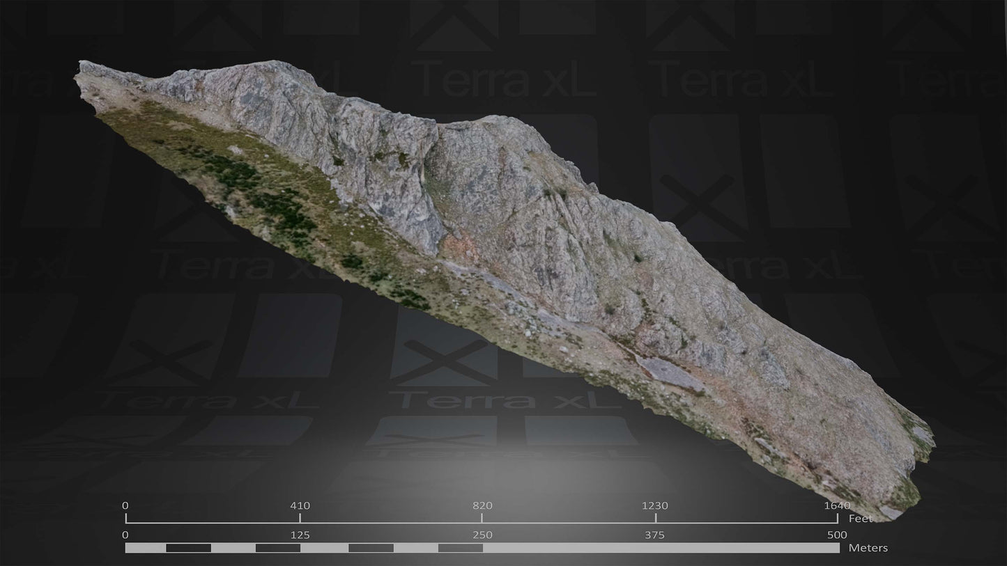 Outcrop 1 L 3D render of photogrammetry scan mountain terrain model