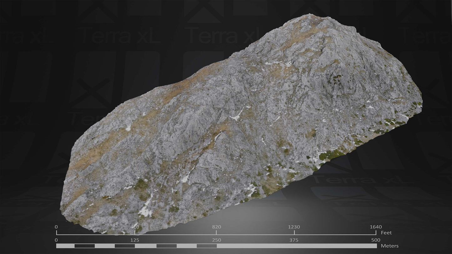 Outcrop 2 L 3D render of photogrammetry scan mountain terrain model