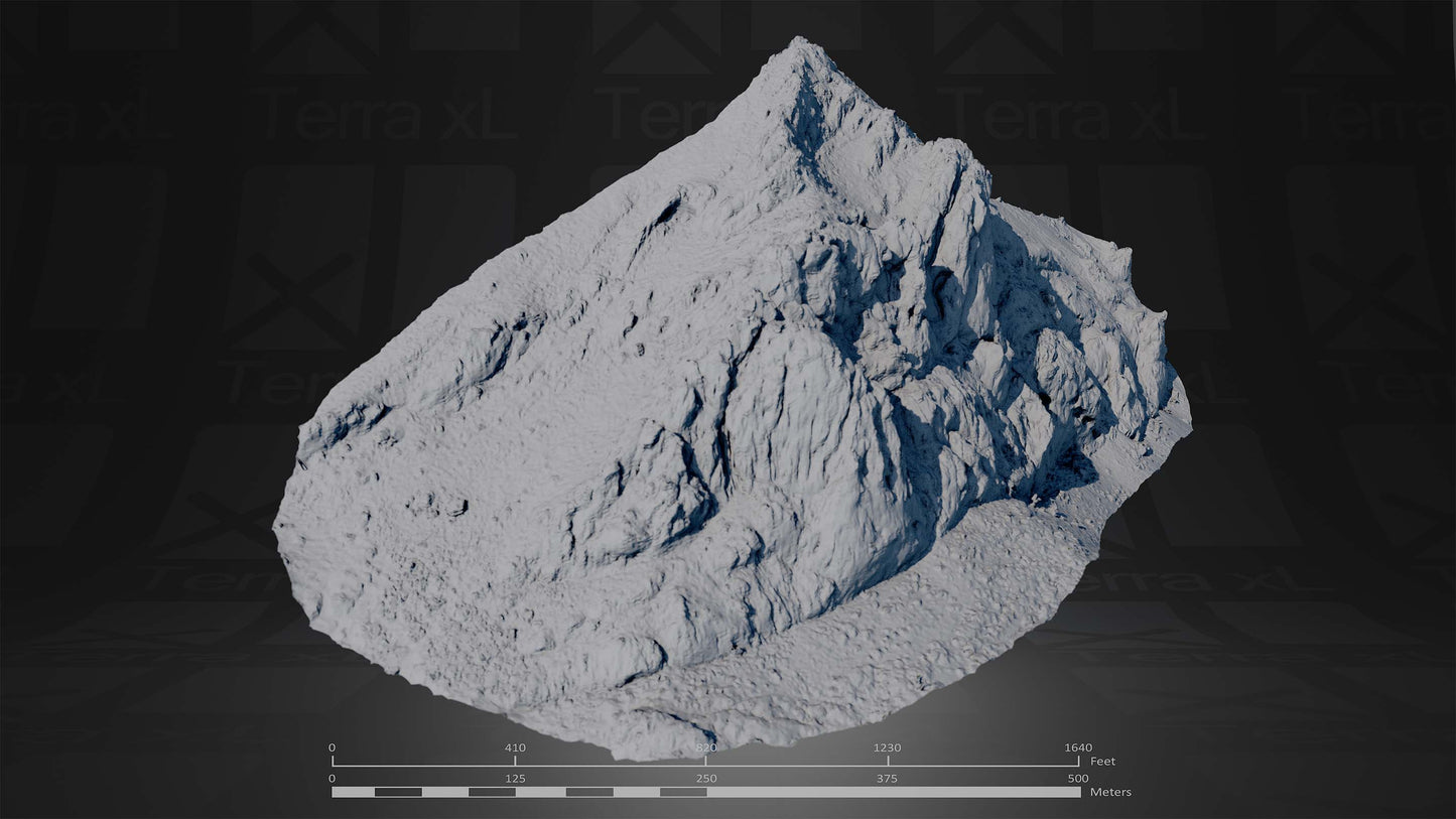 Bluffs 1 L 3D render of photogrammetry scan mountain terrain model