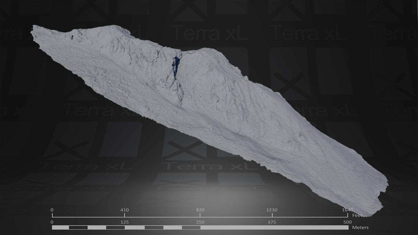Outcrop 1 L 3D render of photogrammetry scan mountain terrain model