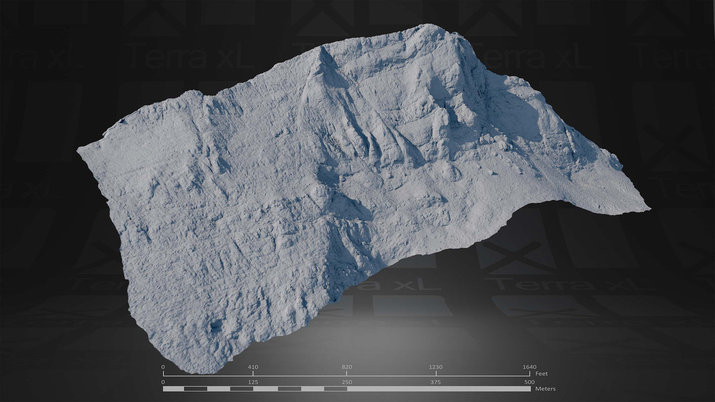 Ridgeline 2 XL 3D render of photogrammetry scan mountain terrain model