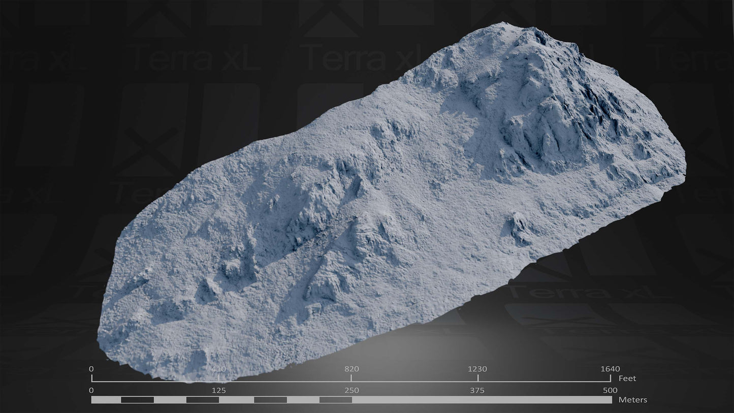 Outcrop 2 L 3D render of photogrammetry scan mountain terrain model
