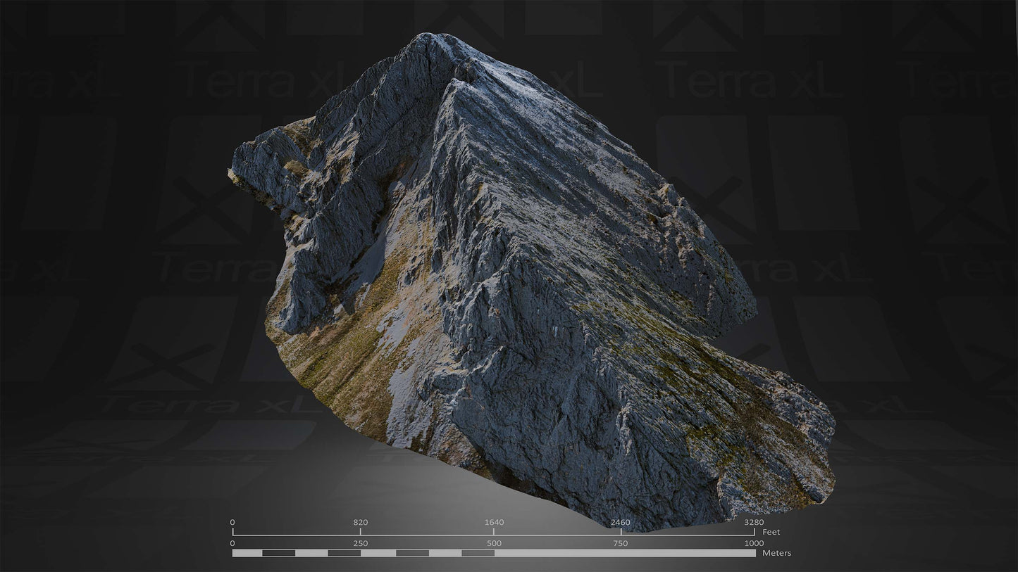 Full Mountain 1 XXL 3D render of photogrammetry scan mountain terrain model