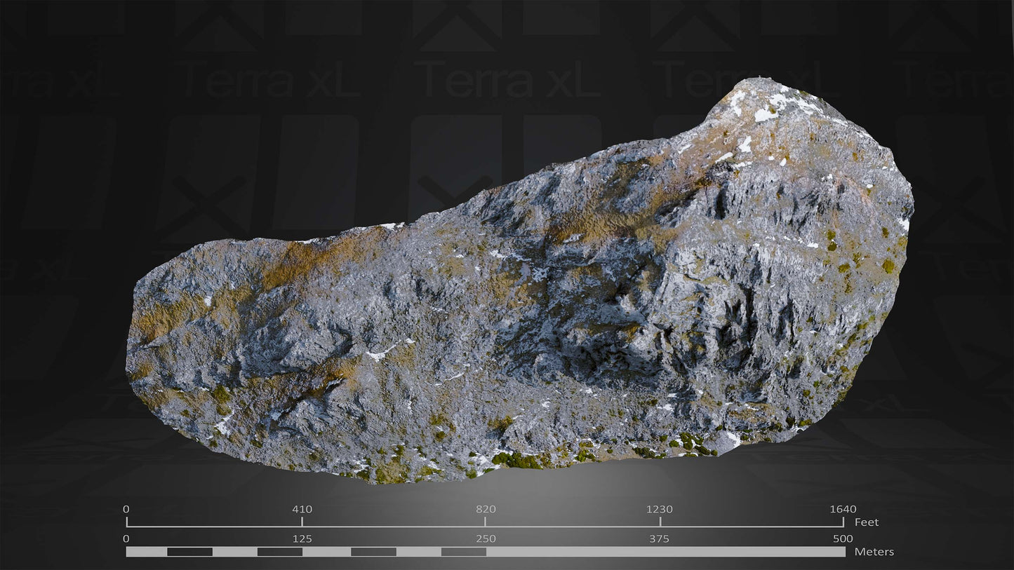 Outcrop 2 L 3D render of photogrammetry scan mountain terrain model