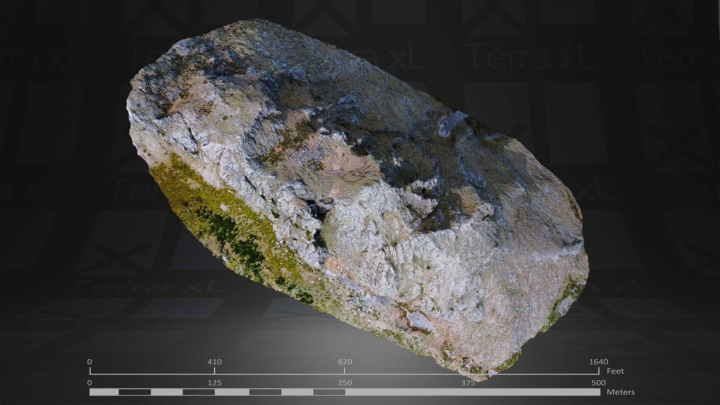 Outcrop 1 L 3D render of photogrammetry scan mountain terrain model
