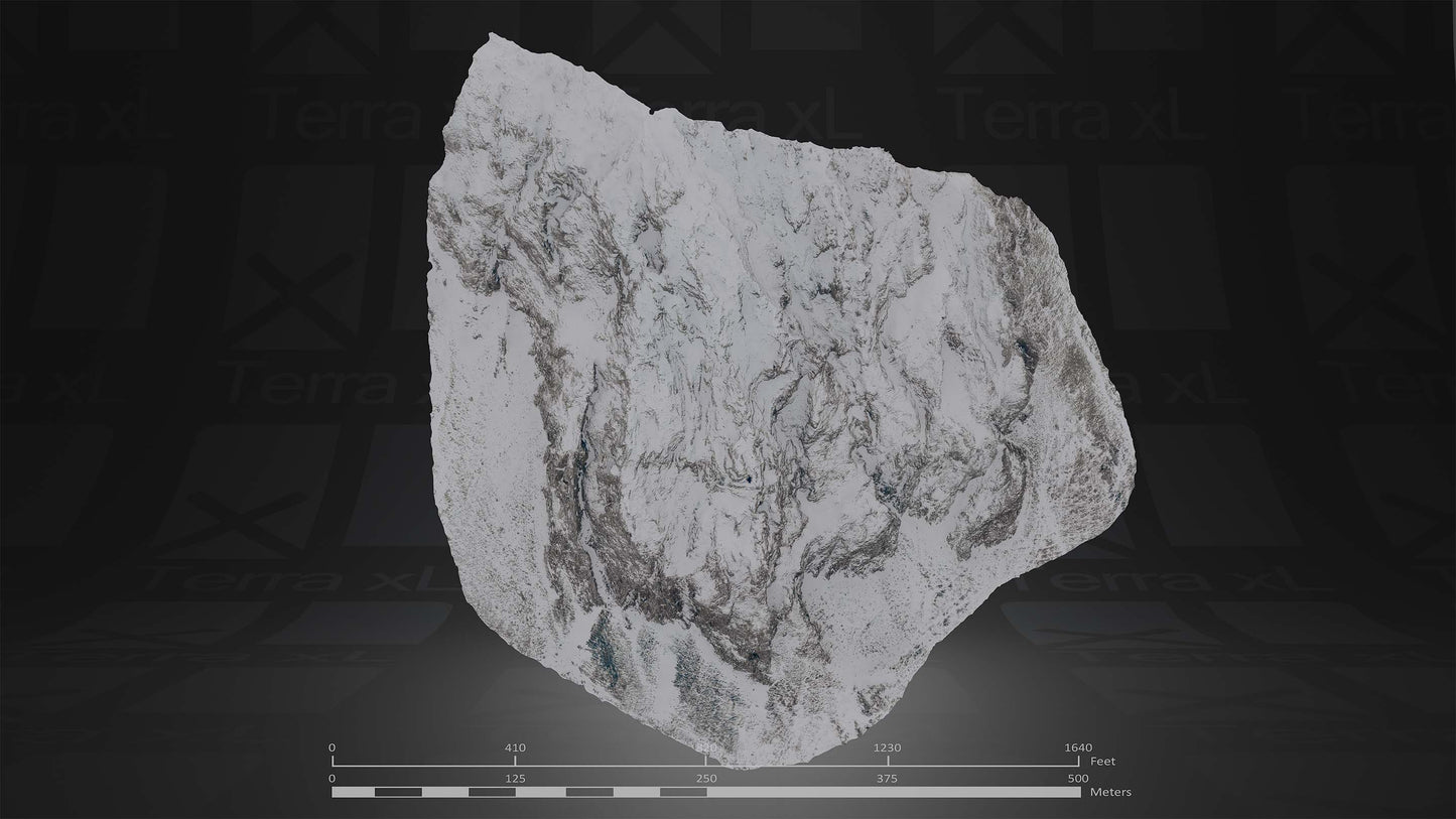 Half Mountain 1 L 3D render of photogrammetry scan mountain terrain model